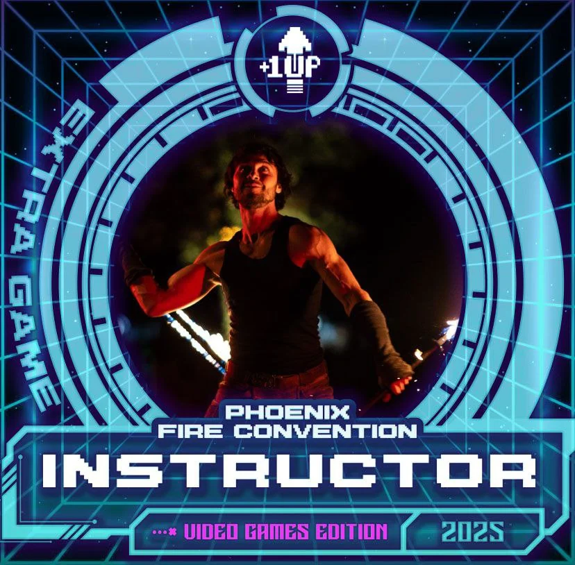 Instructor-Plakat der Phoenix Fire Convention 2025 mit blauem Portal und LED-Tools